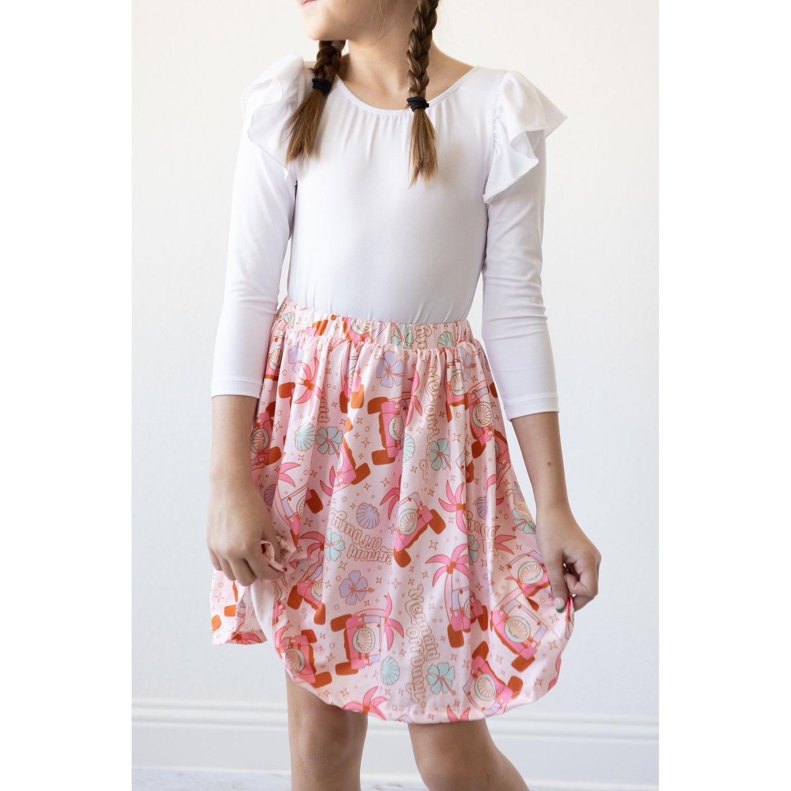 White L/S Flutter Sleeve Leotard