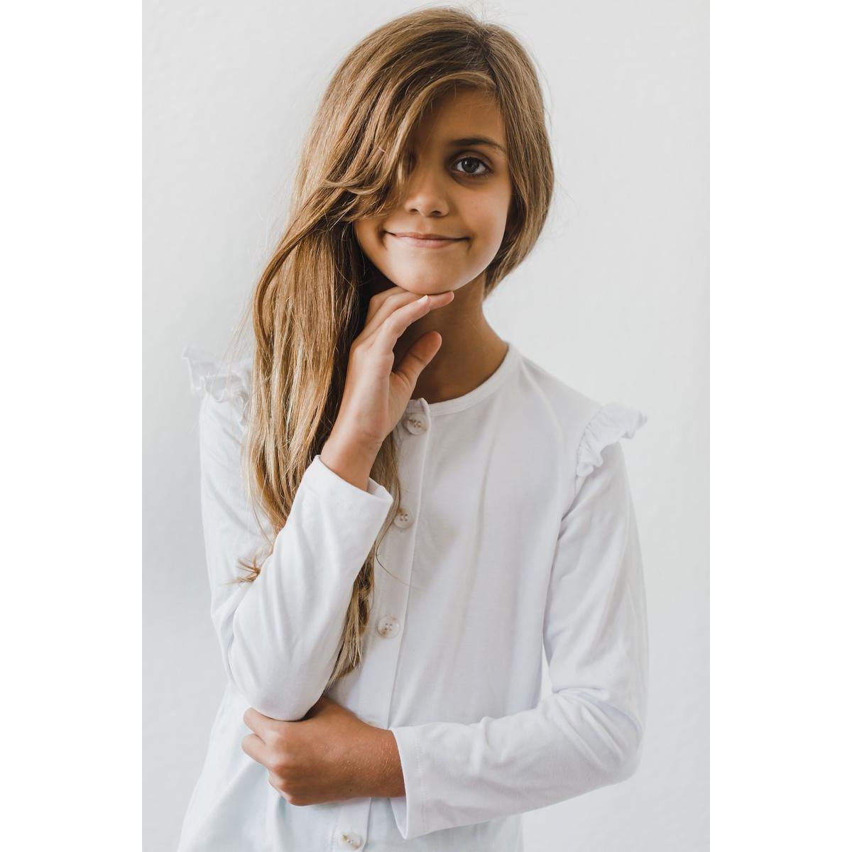 White Ruffle Cardigan