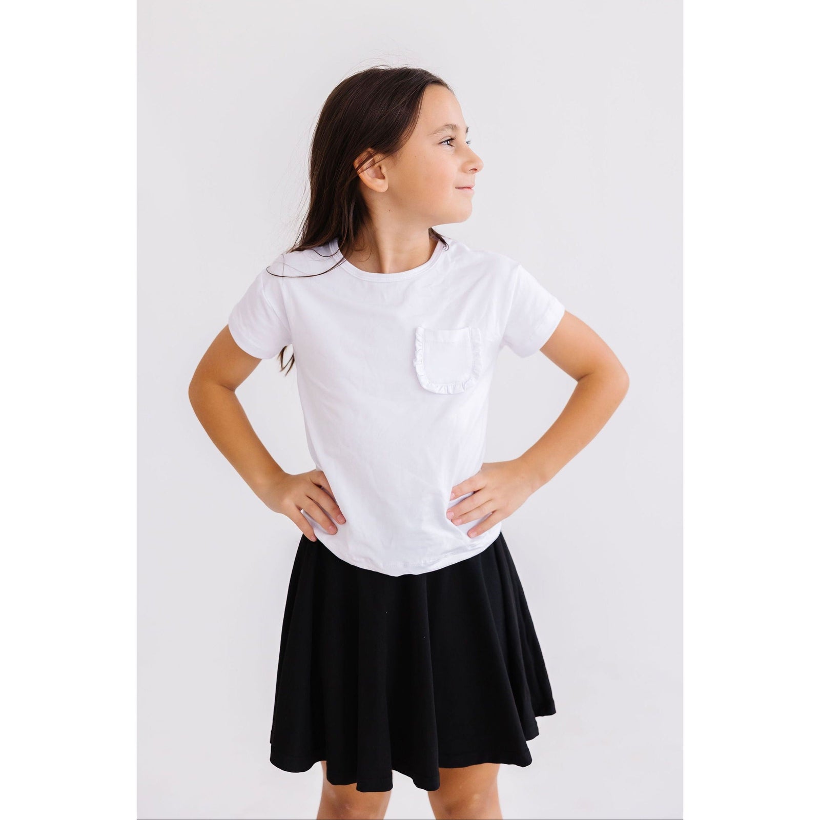 White Ruffle Pocket Tee