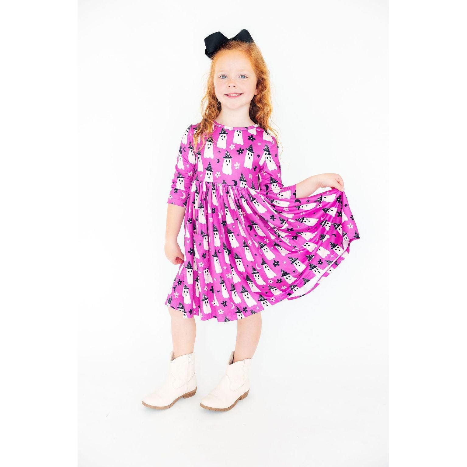 Witches Boo 3/4 Sleeve Pocket Twirl Dress