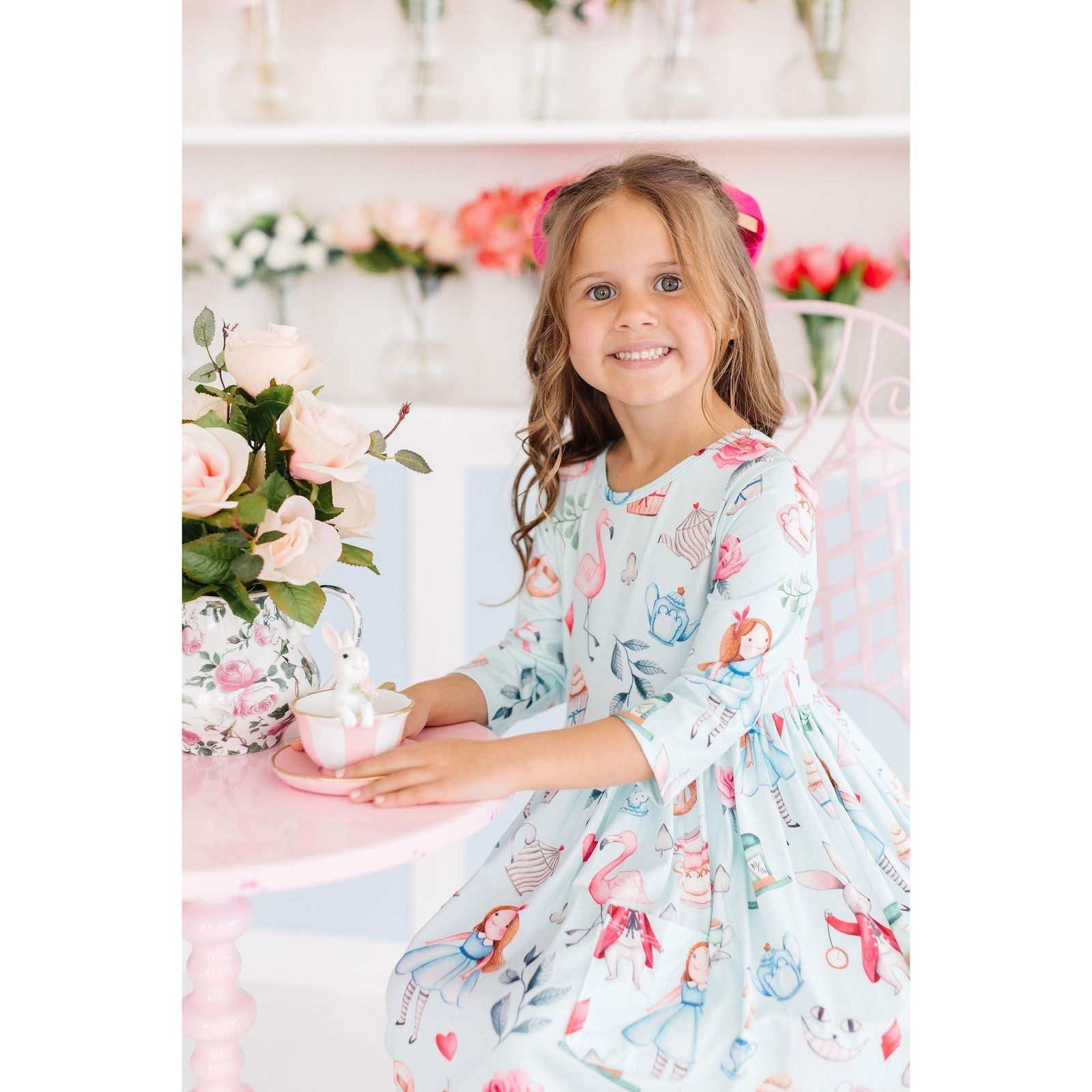 Wonderland 3/4 Sleeve Pocket Twirl Dress