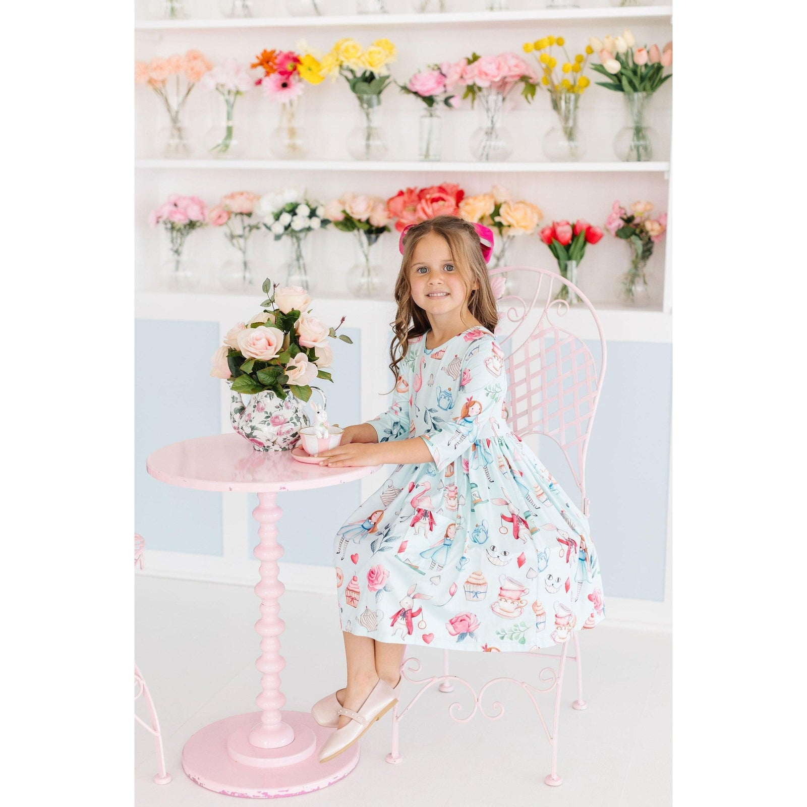 Wonderland 3/4 Sleeve Pocket Twirl Dress