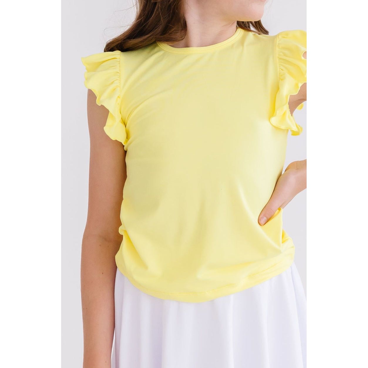 Yellow S/S Ruffle Tee