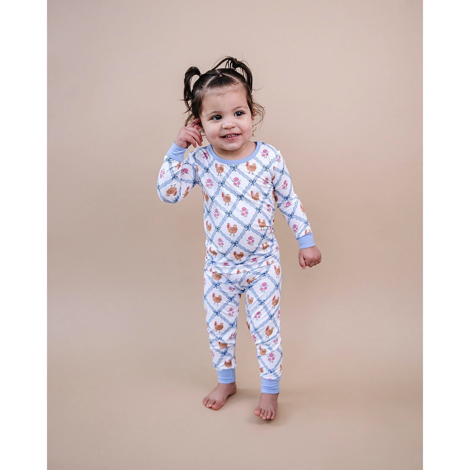 Bamboo Two Piece Set | Chickens & Flowers