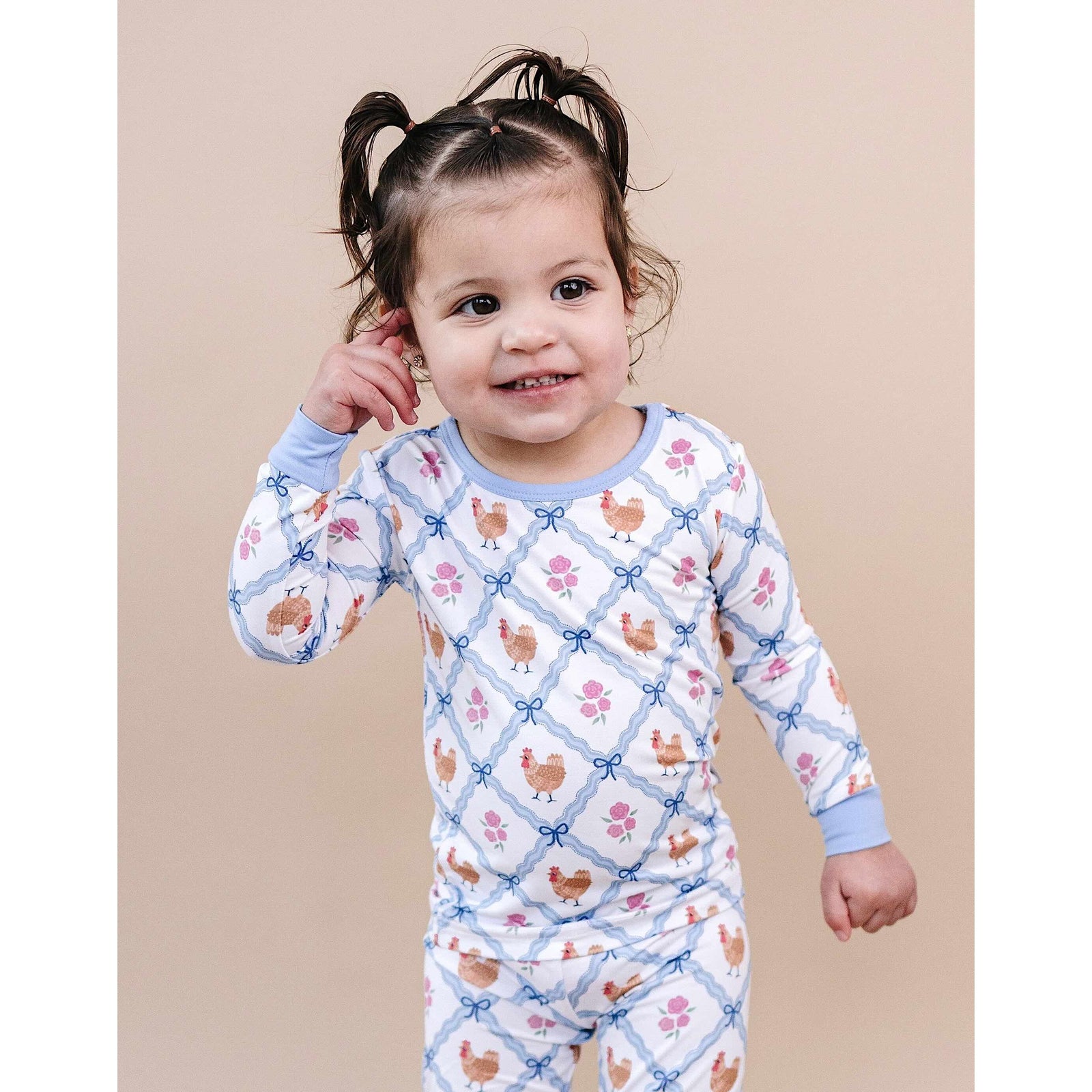 Bamboo Two Piece Set | Chickens & Flowers