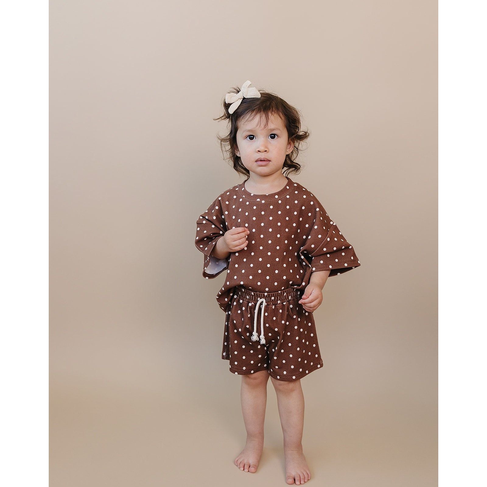 Shorts Set | Brown Polka Dots