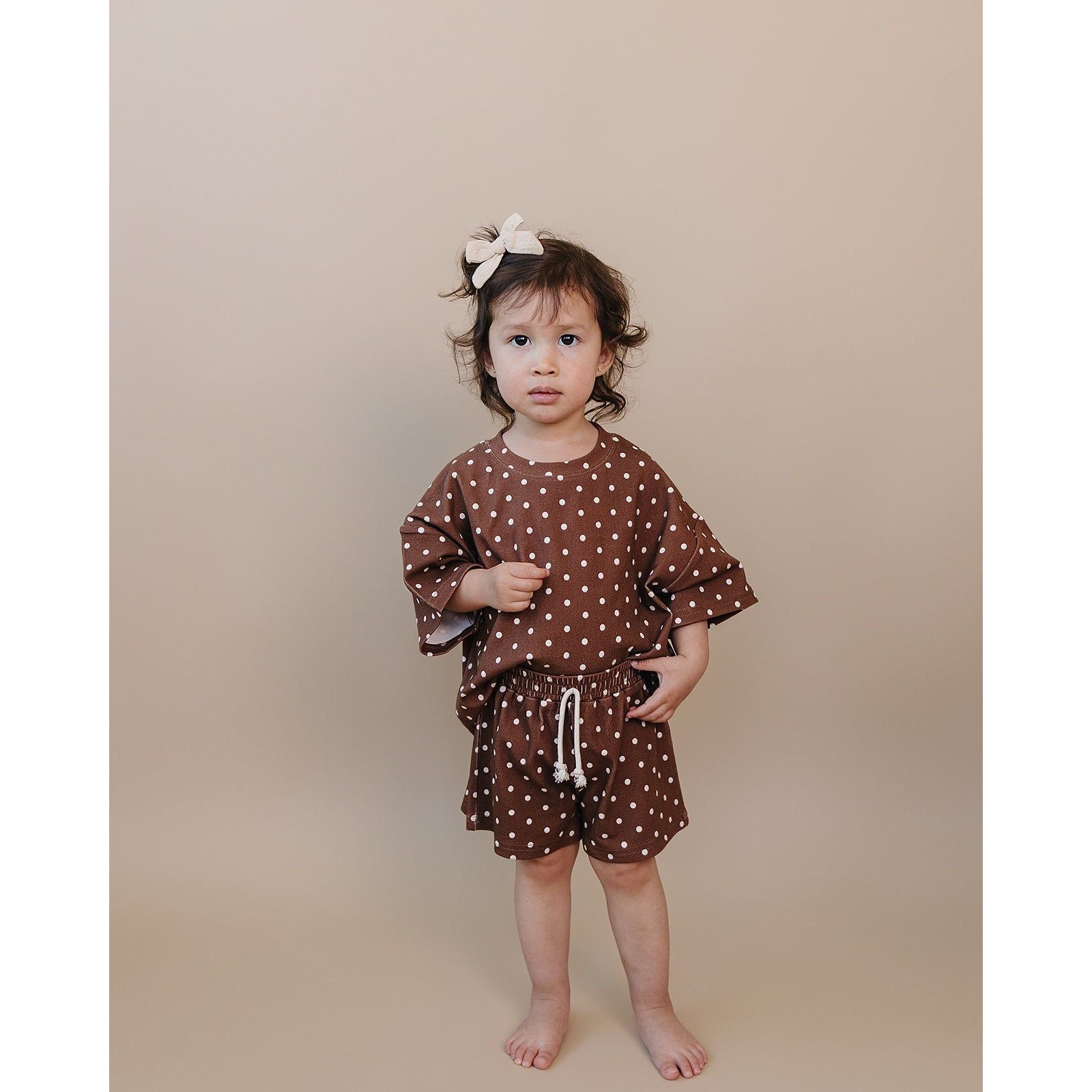 Shorts Set | Brown Polka Dots
