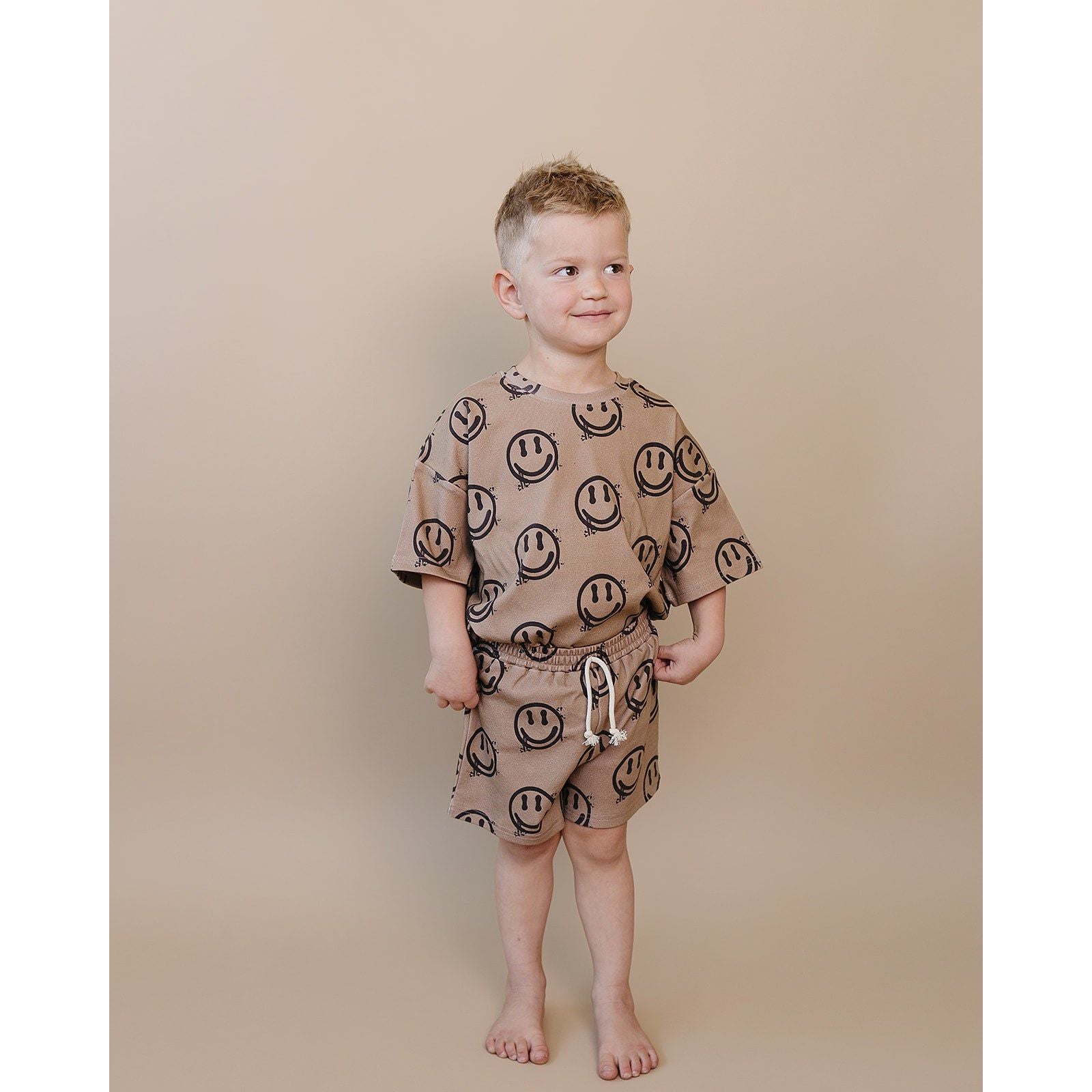 Shorts Set | Brown Smiley Face