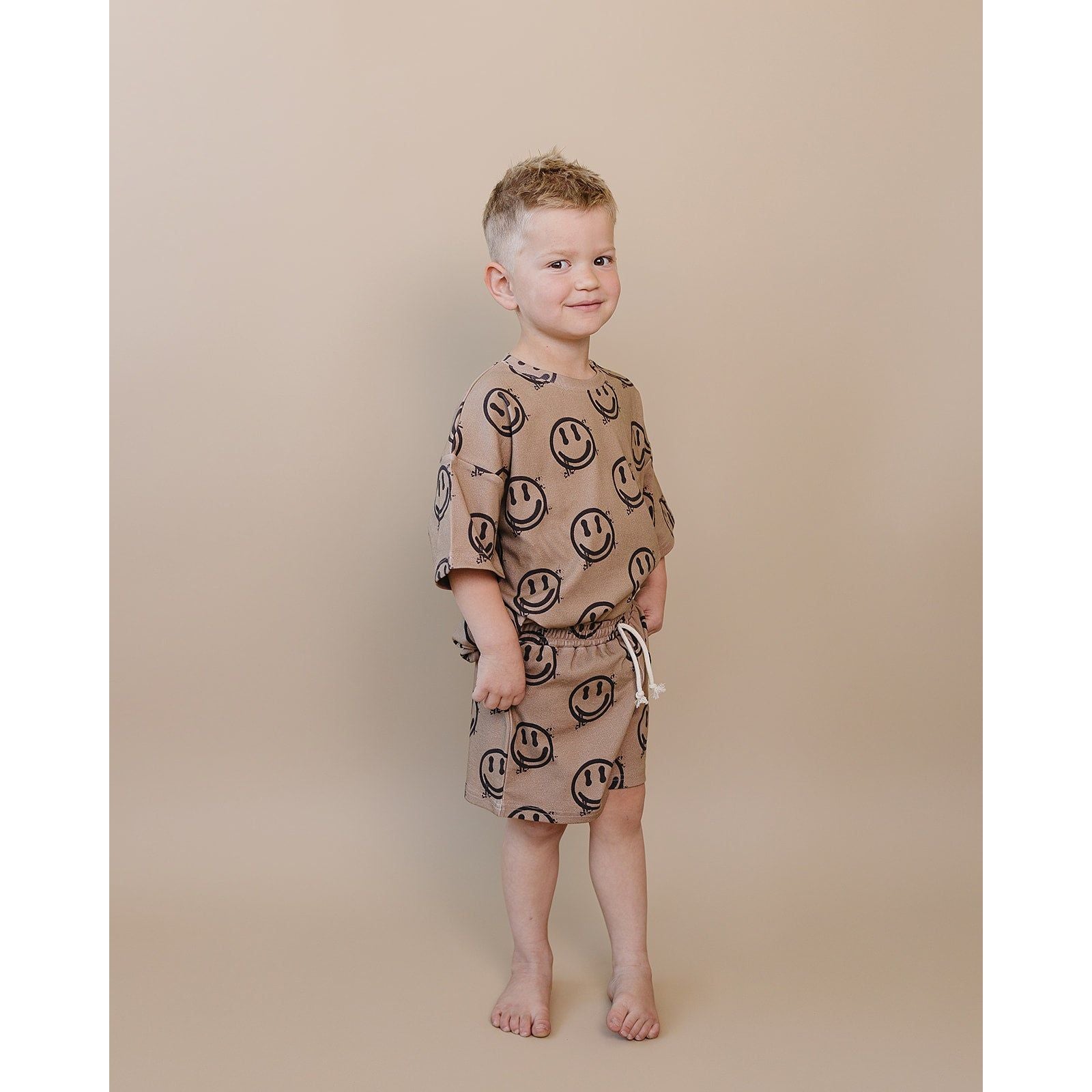 Shorts Set | Brown Smiley Face