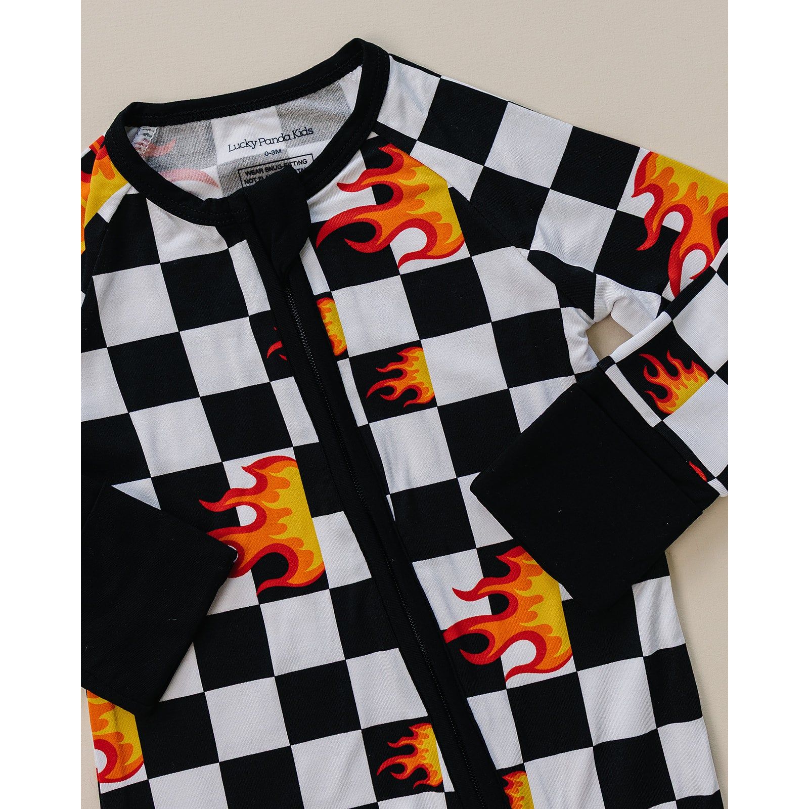 Bamboo Zip Romper | Checker Blaze