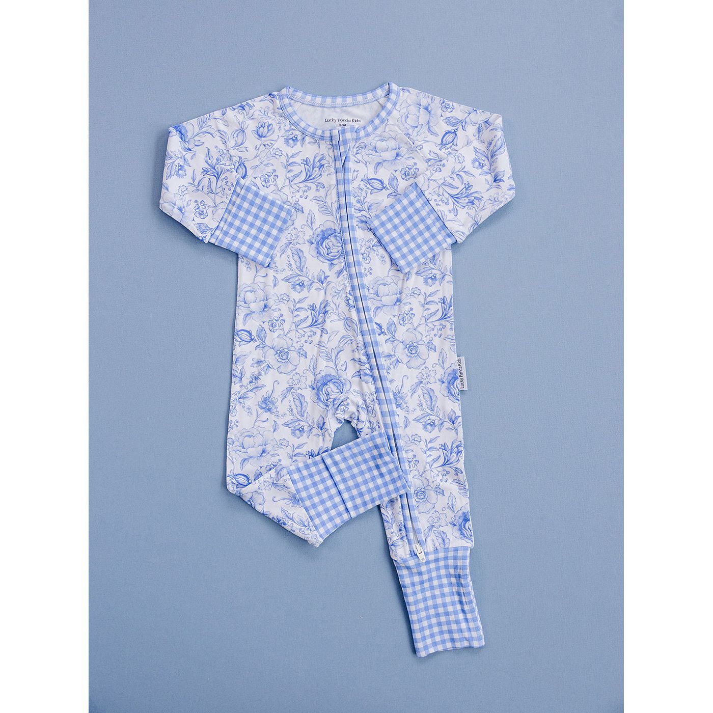Bamboo Zip Romper | Blue Flowers