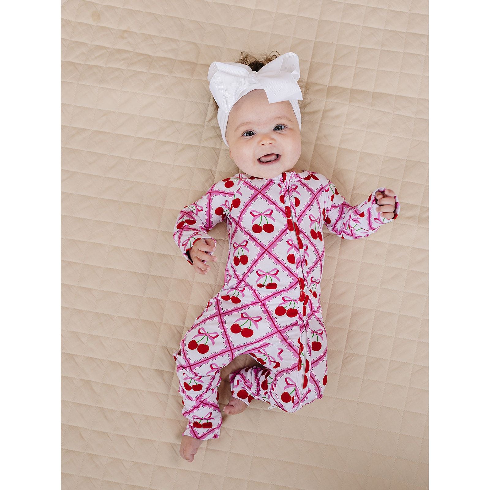Bamboo Zip Romper | Cherry Bow
