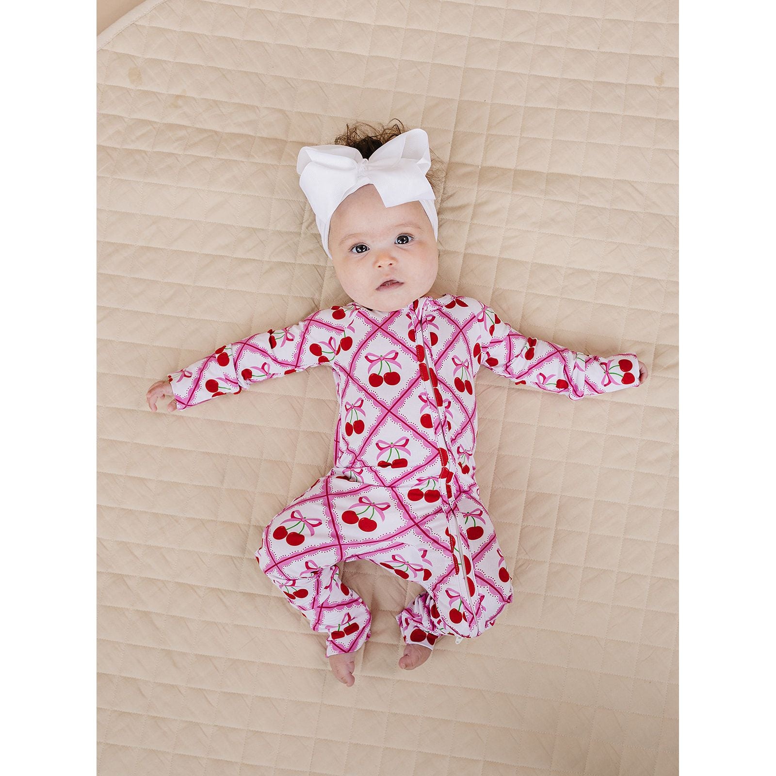 Bamboo Zip Romper | Cherry Bow