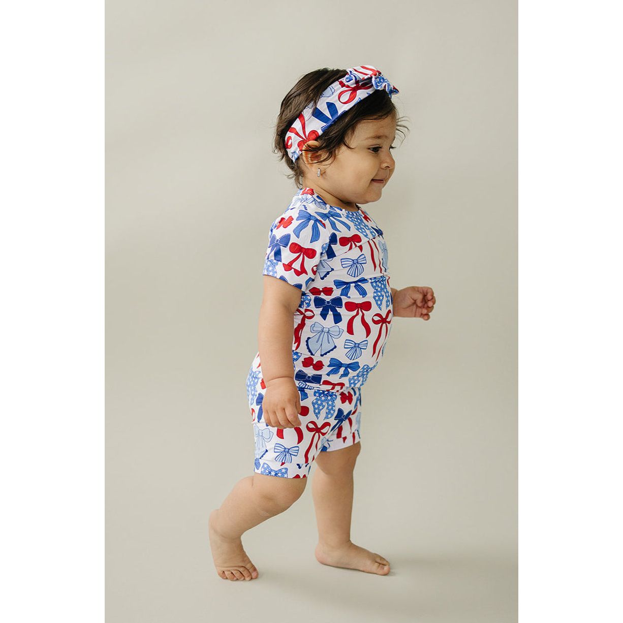 Bamboo Shorts Set | Red-White & Bows