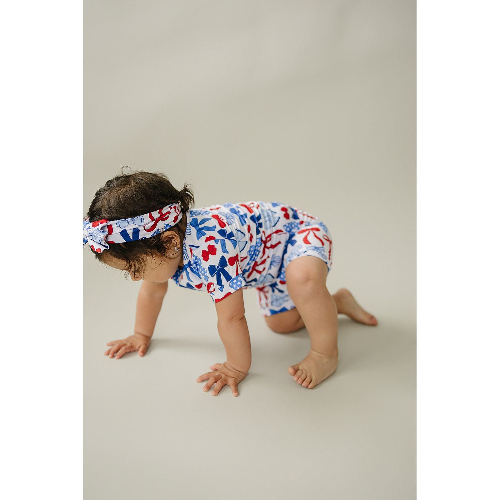Bamboo Shorts Set | Red-White & Bows