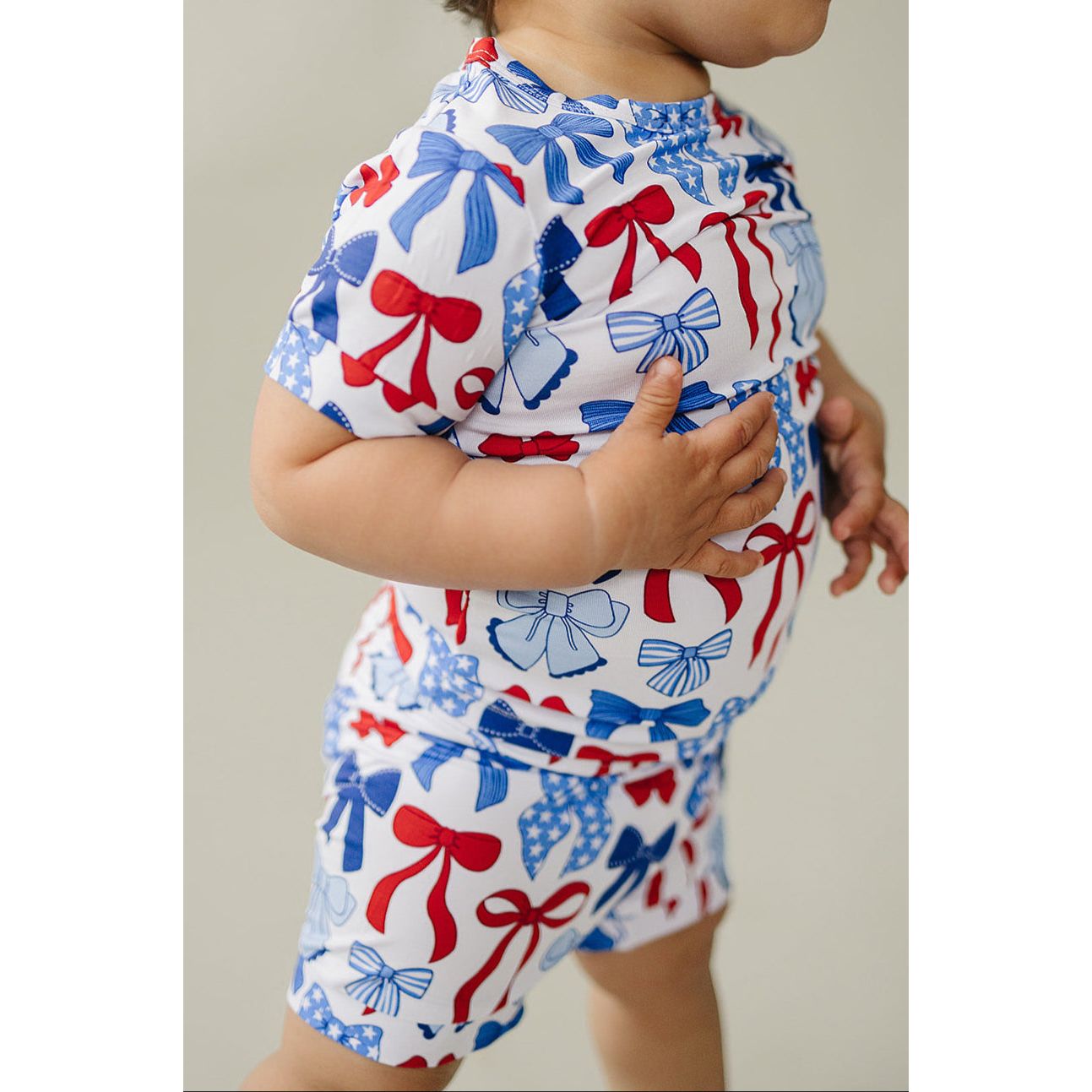 Bamboo Shorts Set | Red-White & Bows