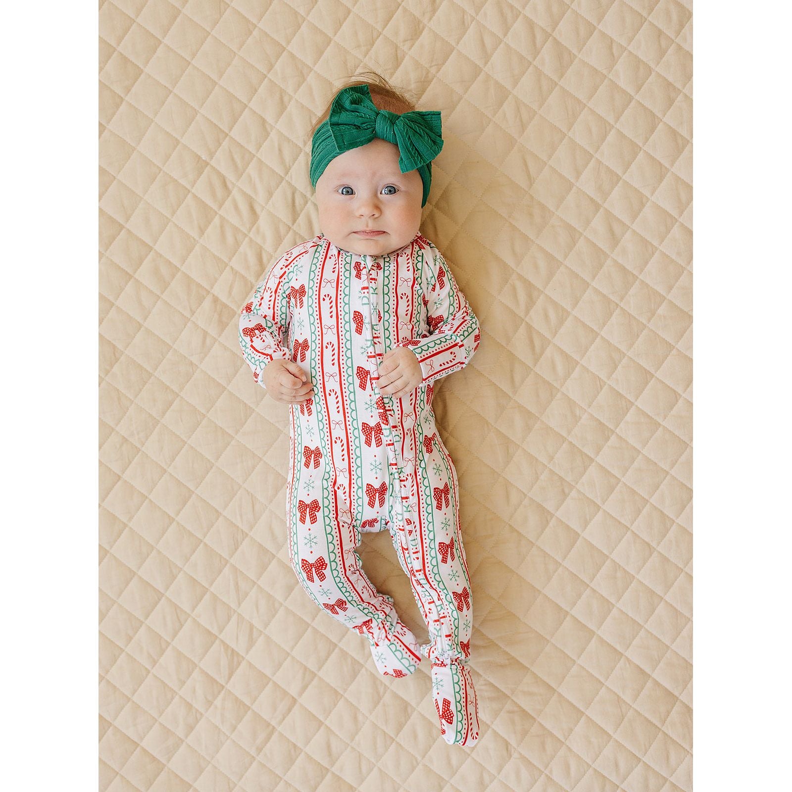 Bamboo Zip Romper | Retro Candy Cane