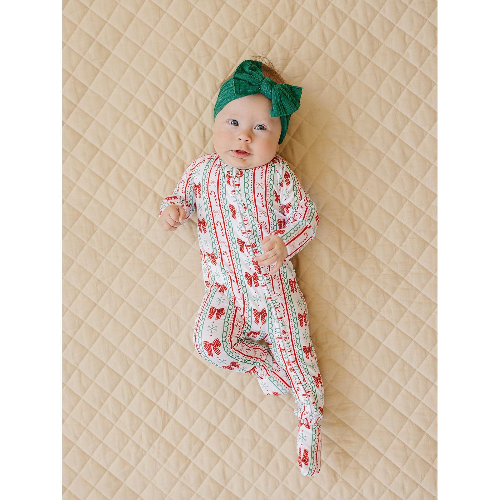 Bamboo Zip Romper | Retro Candy Cane