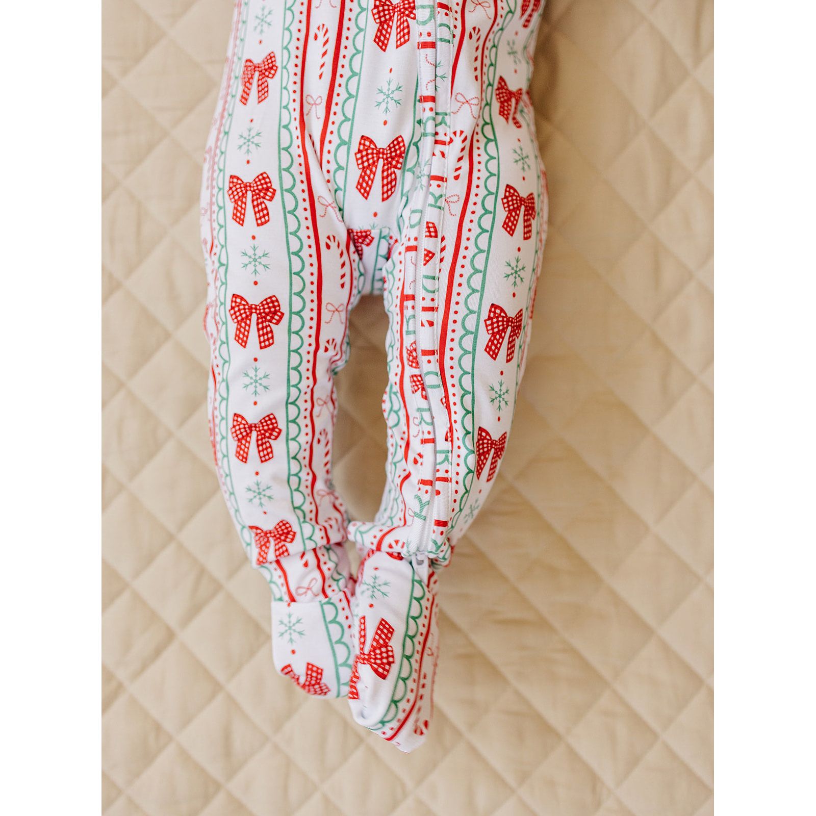 Bamboo Zip Romper | Retro Candy Cane