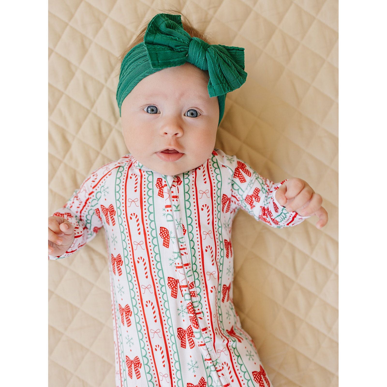 Bamboo Zip Romper | Retro Candy Cane