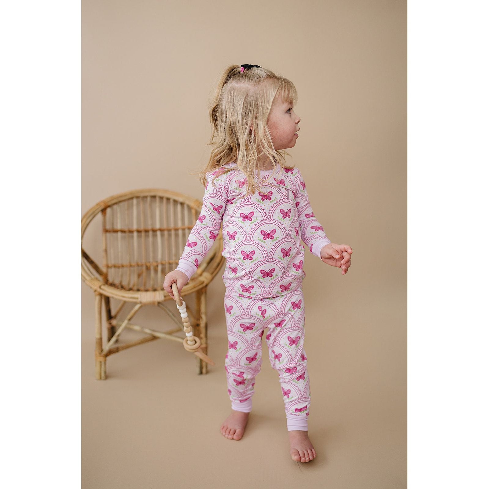 Bamboo Two Piece Set | Pink Butterfly