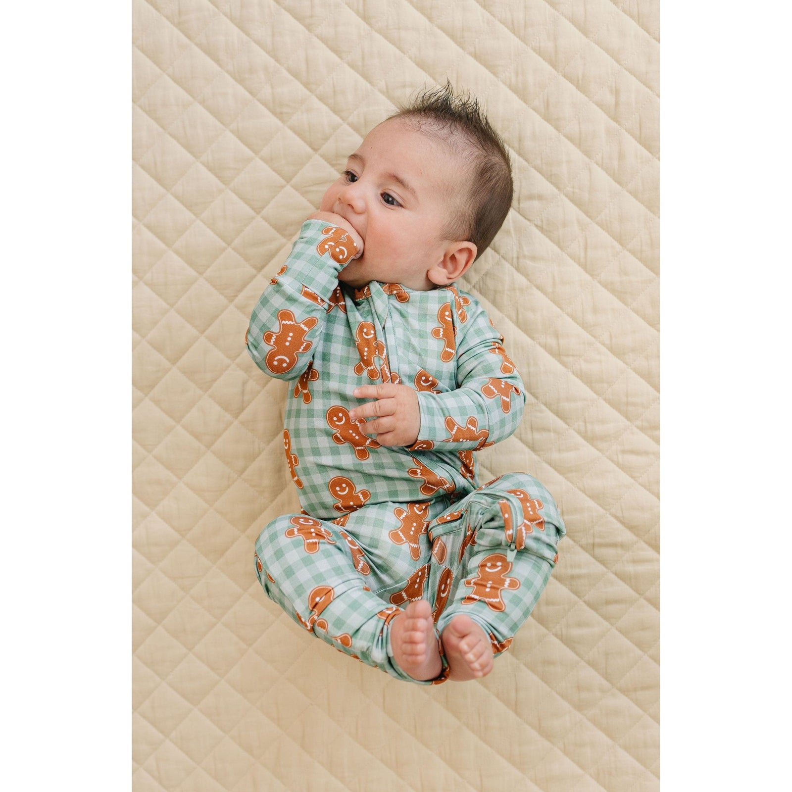 Bamboo Zip Romper | Gingerbread Gingham