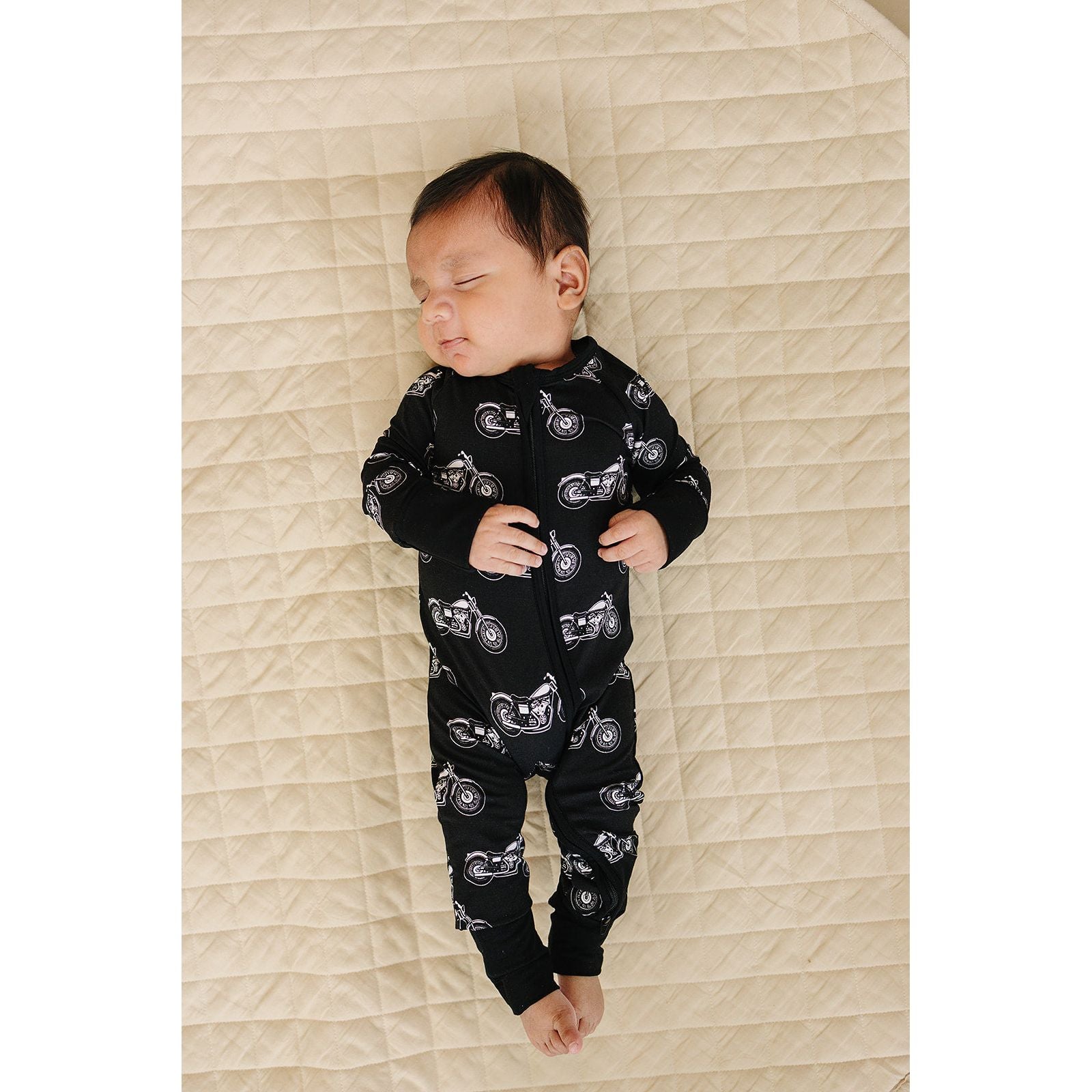 Bamboo Zip Romper | Born to Ride Black