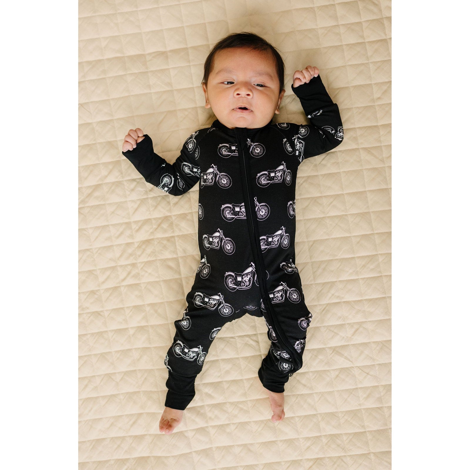 Bamboo Zip Romper | Born to Ride Black