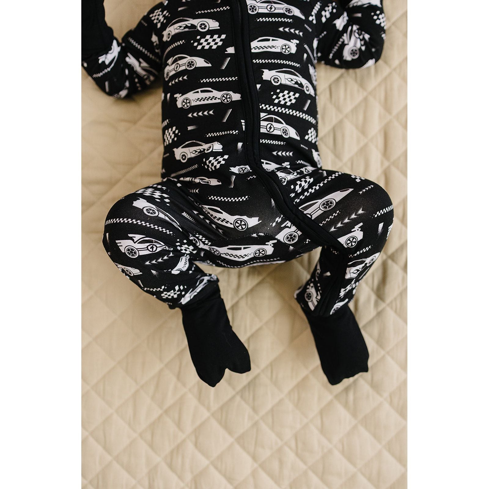 Bamboo Zip Romper | Race Cars