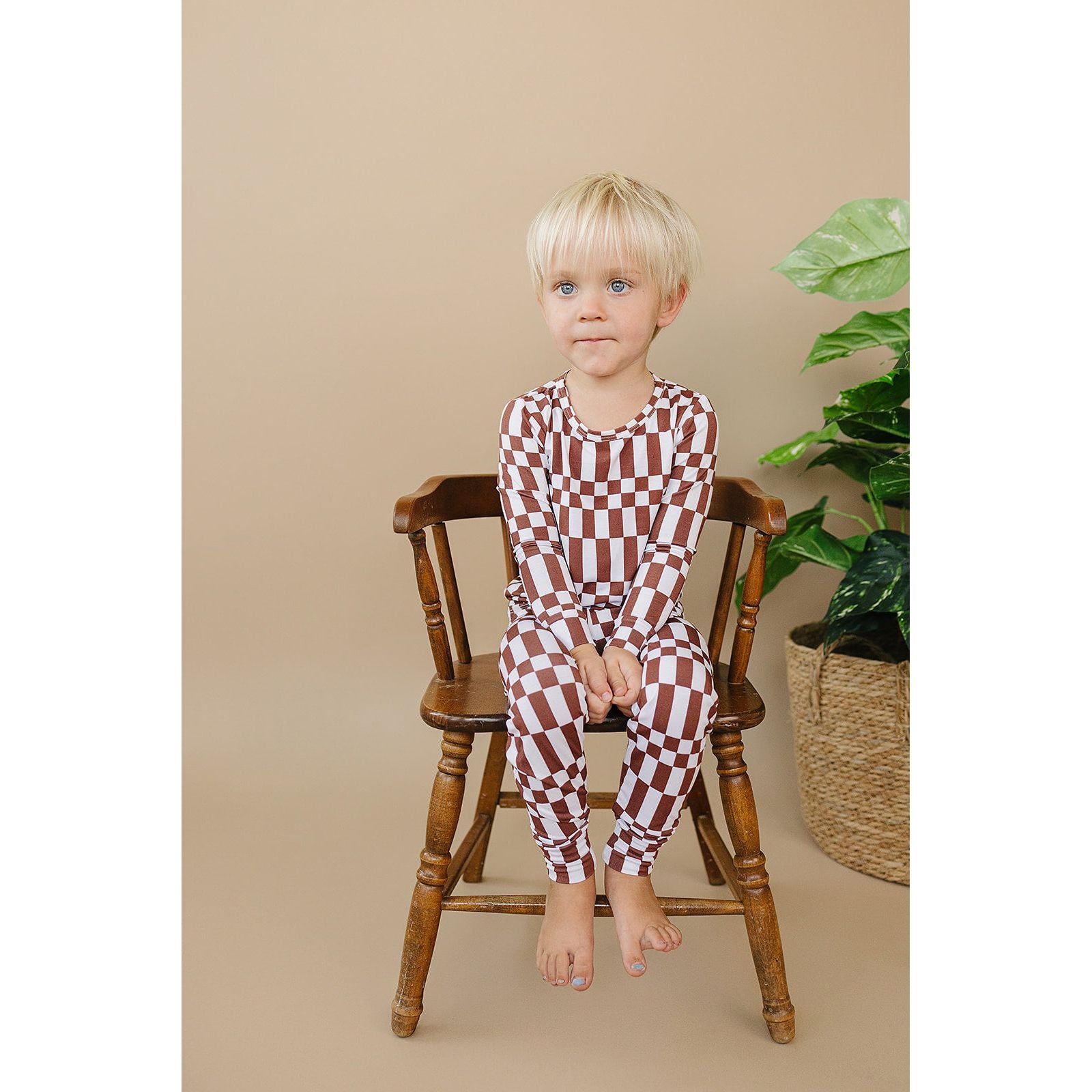 Bamboo Two Piece Set | Chocolate Checkered