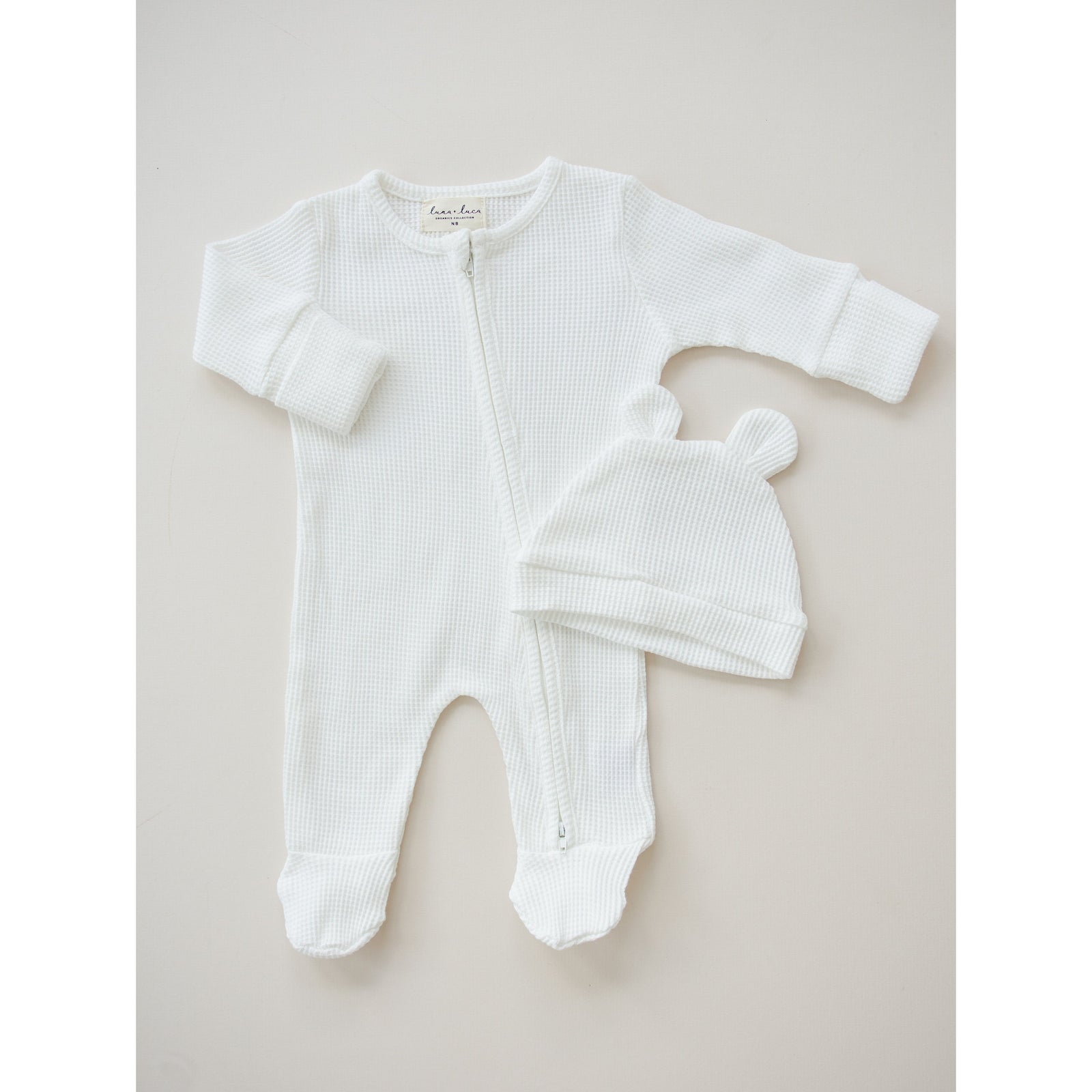 Luna + Luca Bear Waffle Set - White