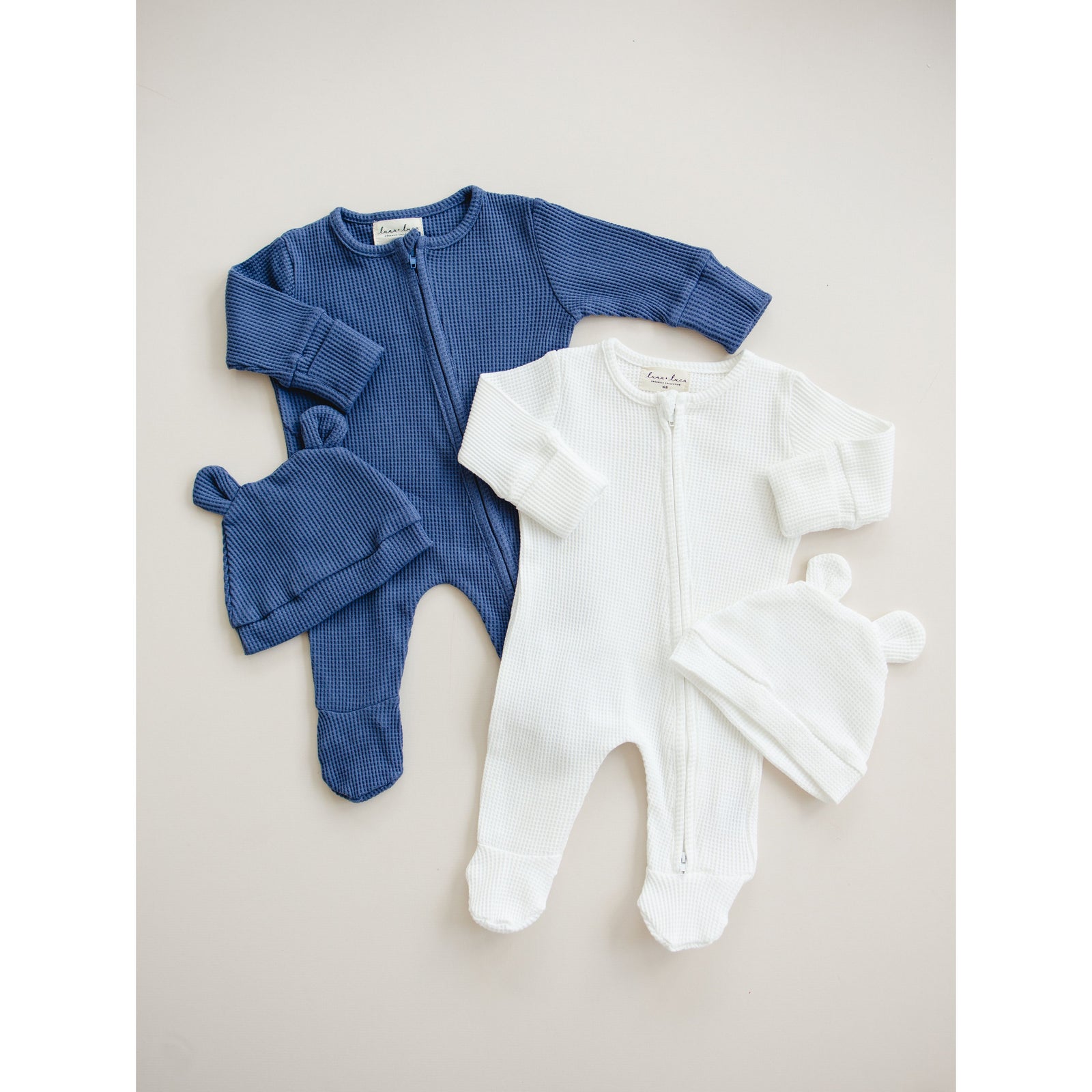 Luna + Luca Bear Waffle Set - Stormy Blue