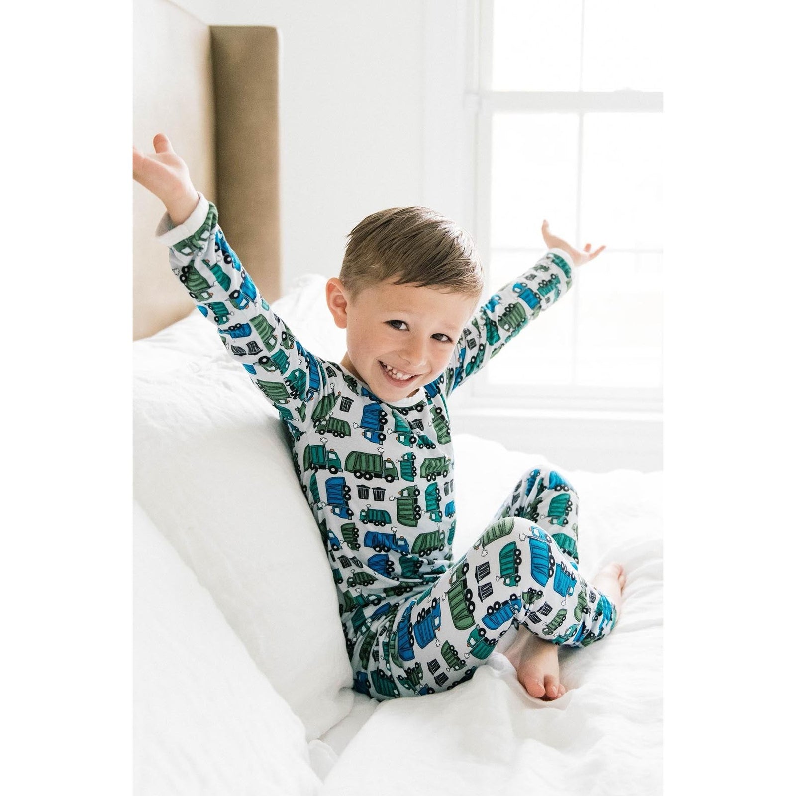 Long Sleeve Pajama Set - Garbage Trucks