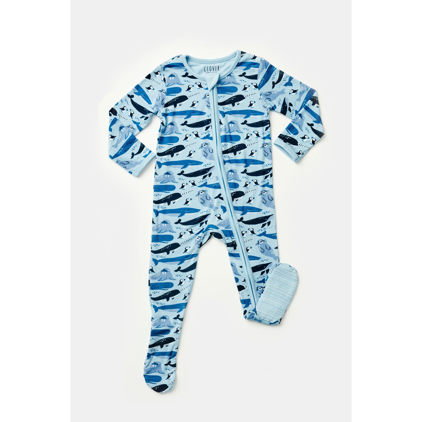 Soft & Stretchy Zipper Footie - Ocean Animals