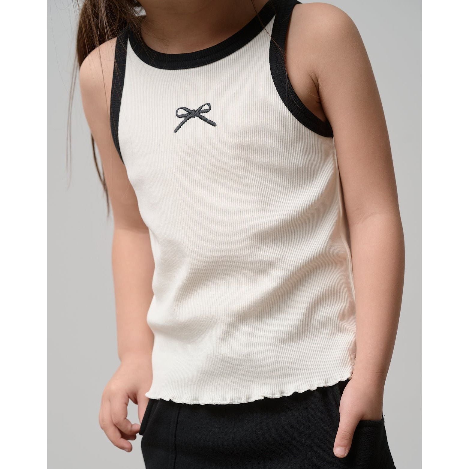 Bow Ribbed Tank - Vanilla