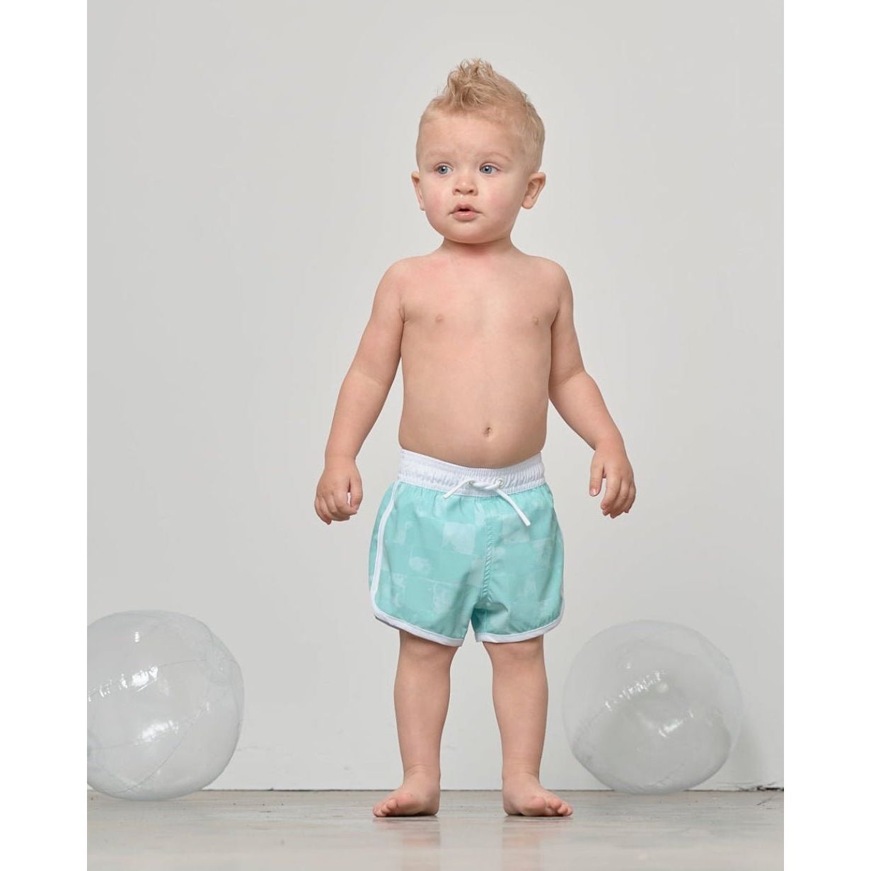 Boy's Swim Short - Mint Check