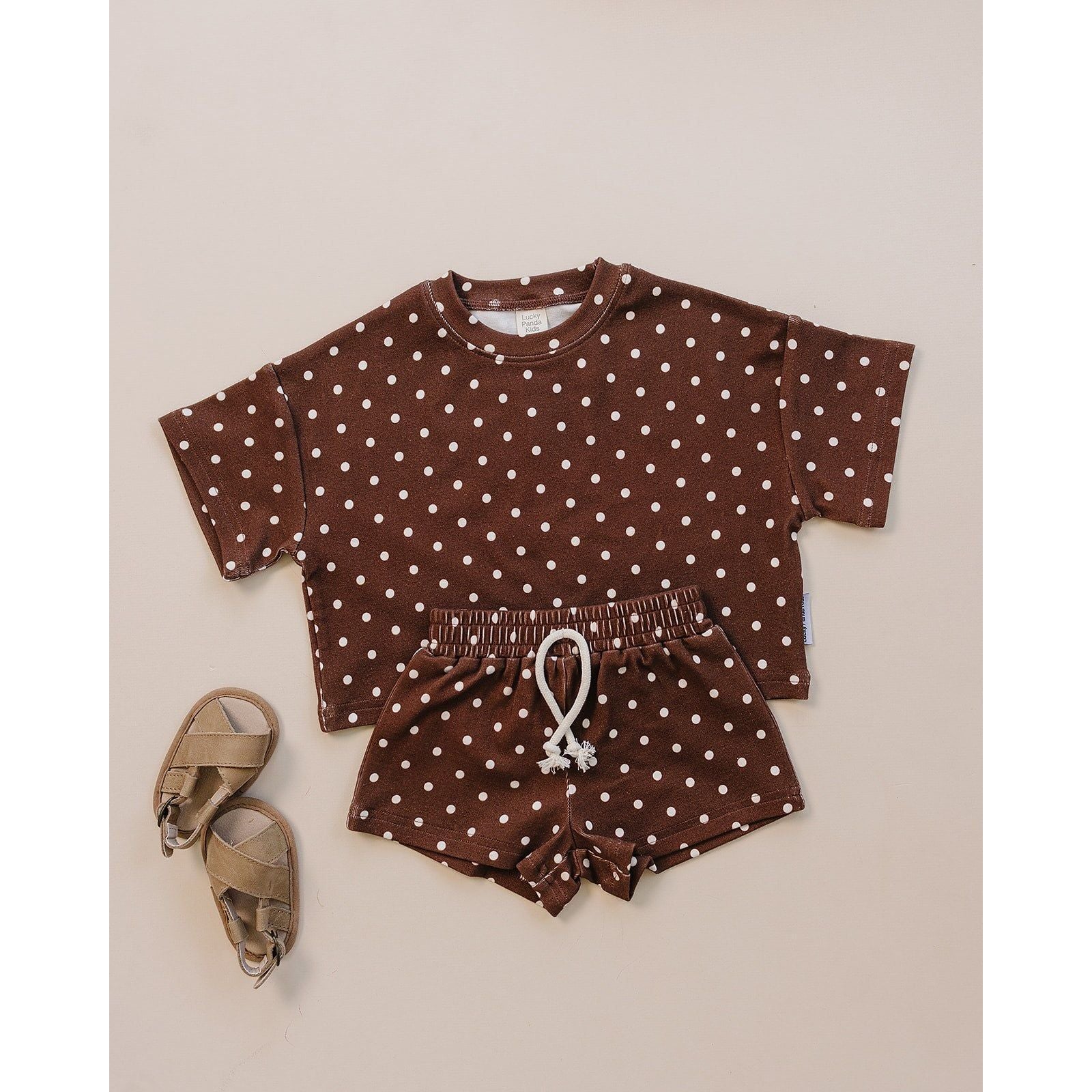 Shorts Set | Brown Polka Dots