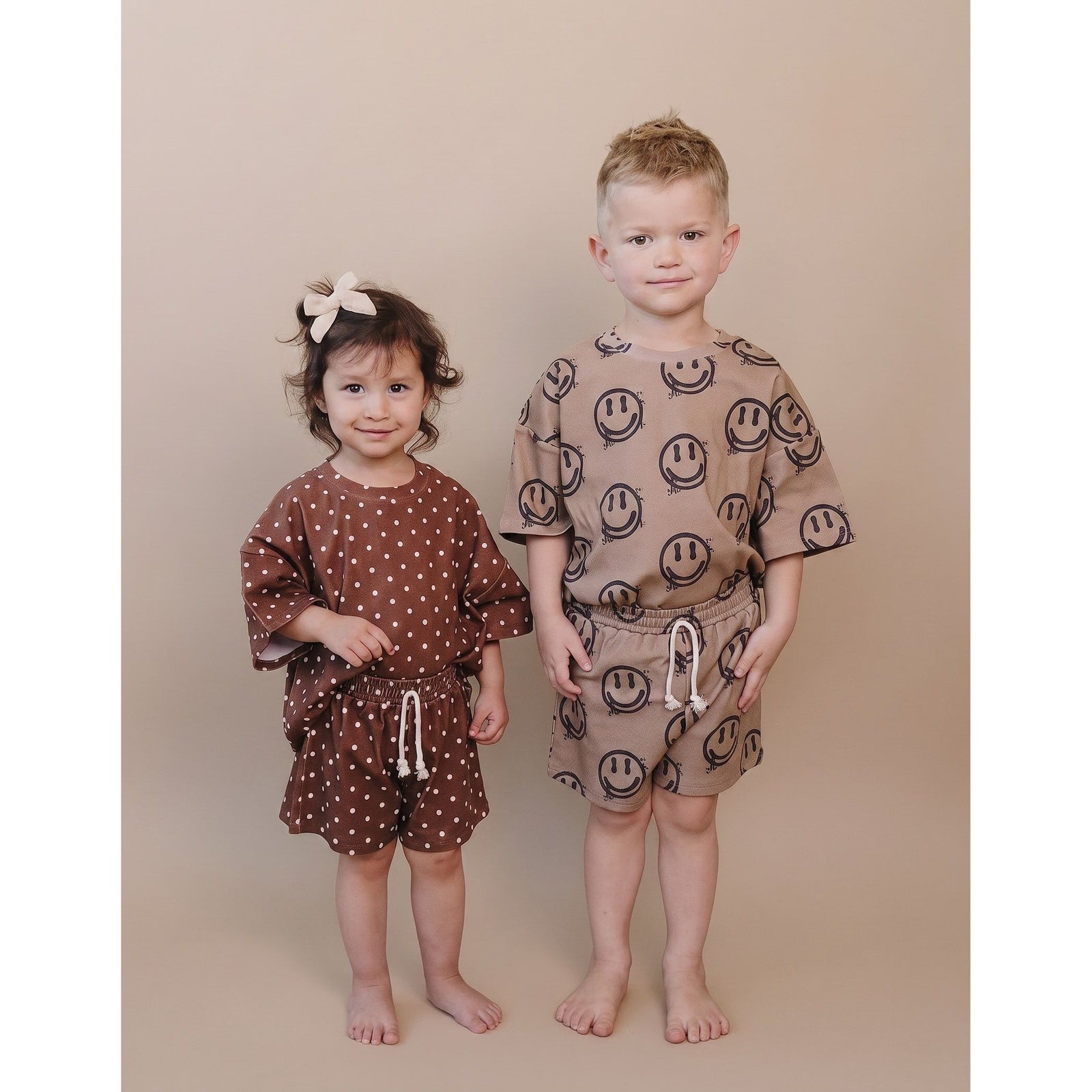 Shorts Set | Brown Smiley Face