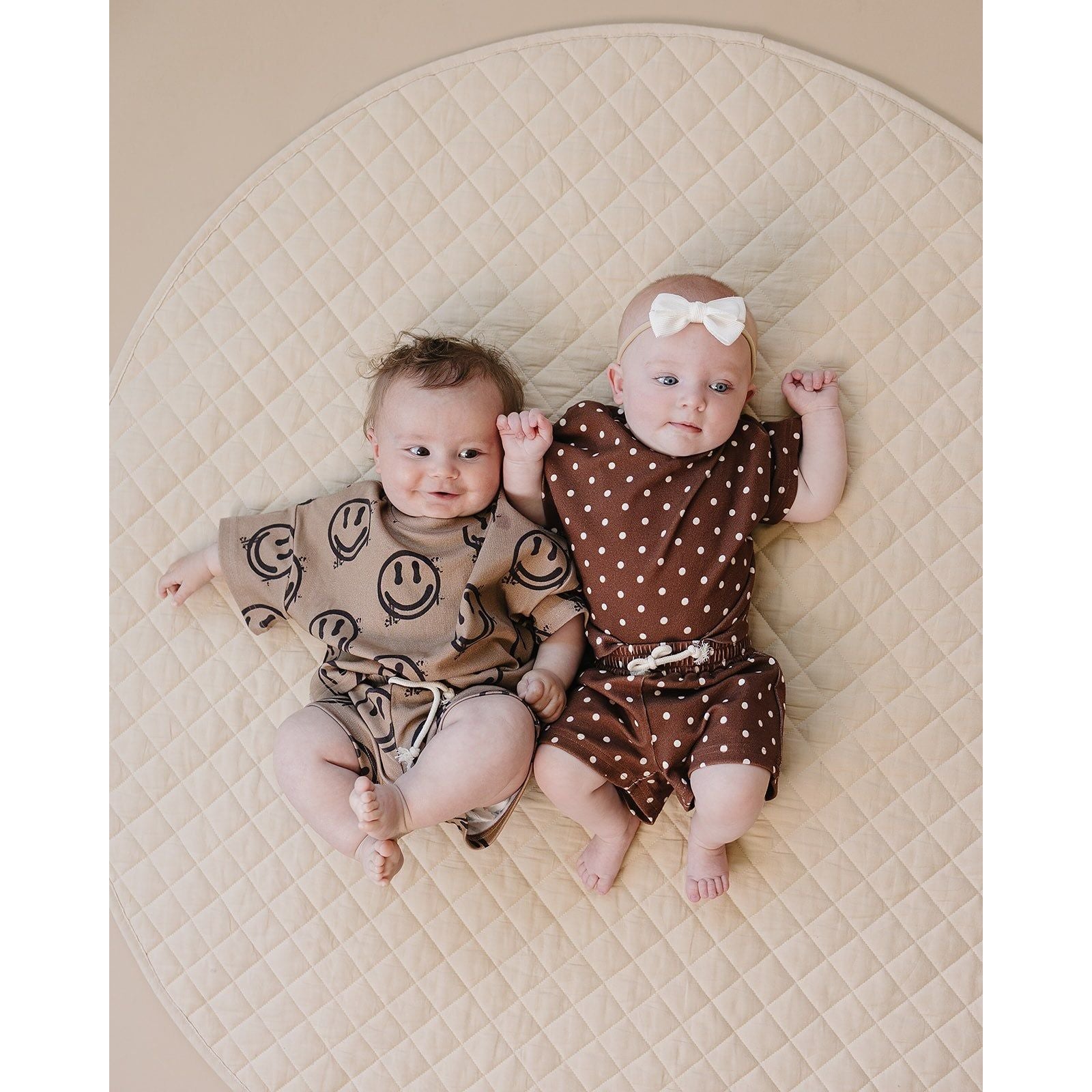 Shorts Set | Brown Smiley Face
