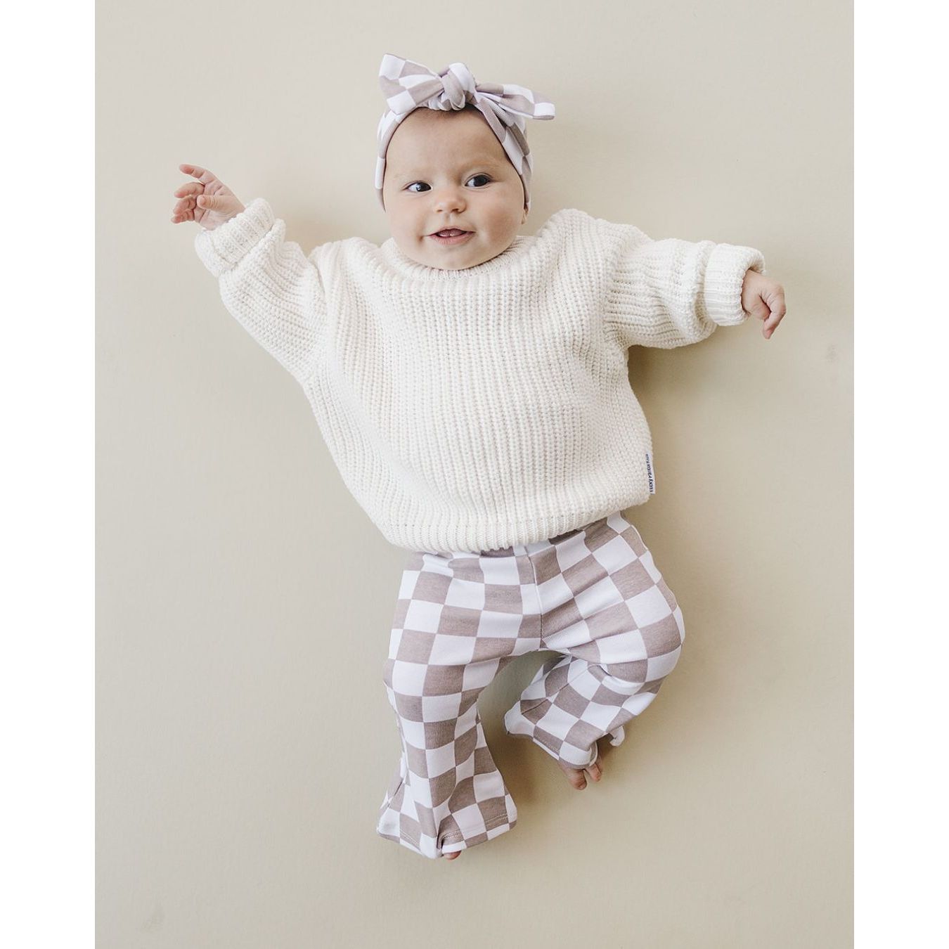 Checkered Flare Pants | Latte