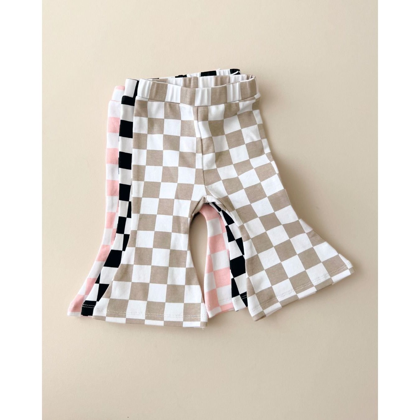 Checkered Flare Pants | Latte