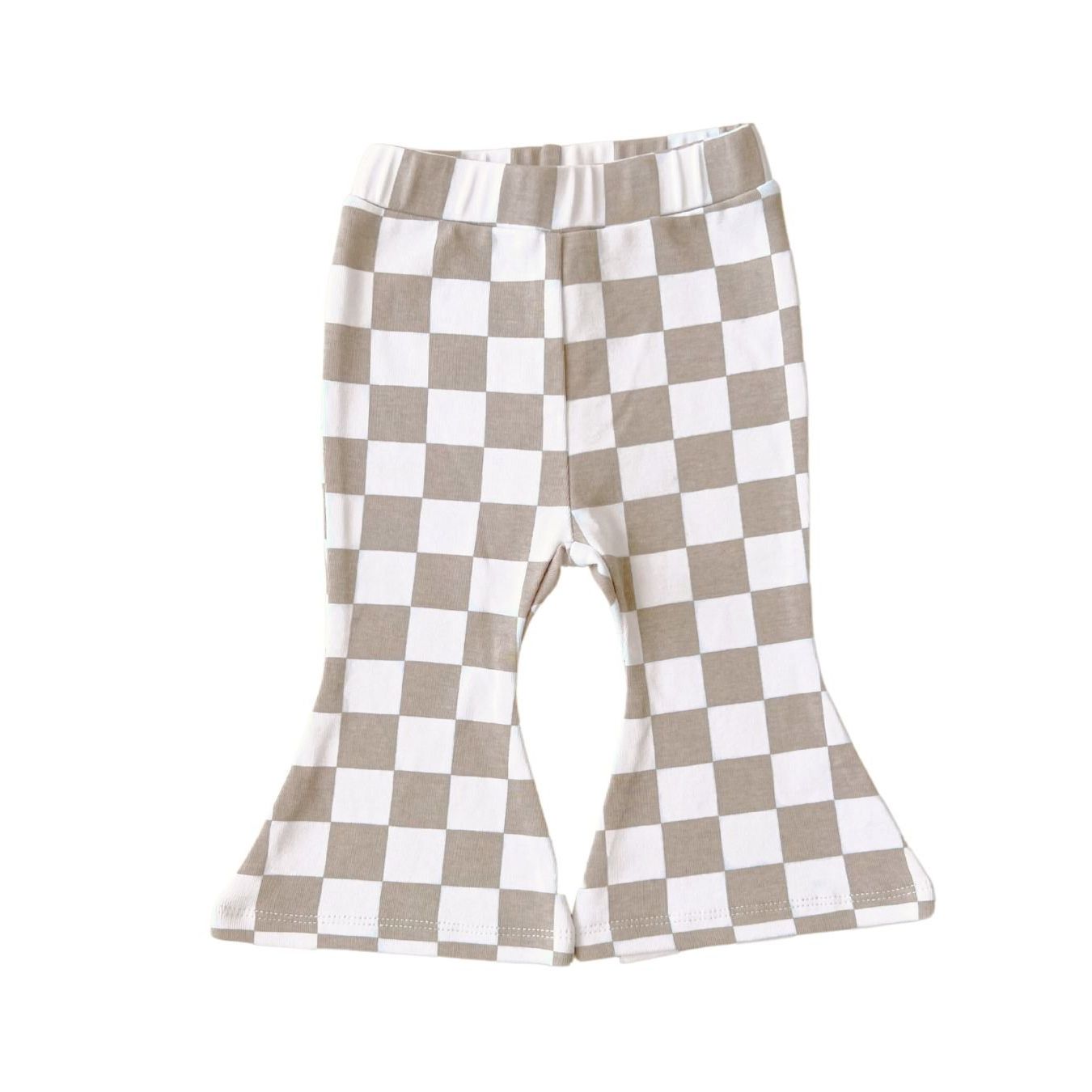 Checkered Flare Pants | Latte