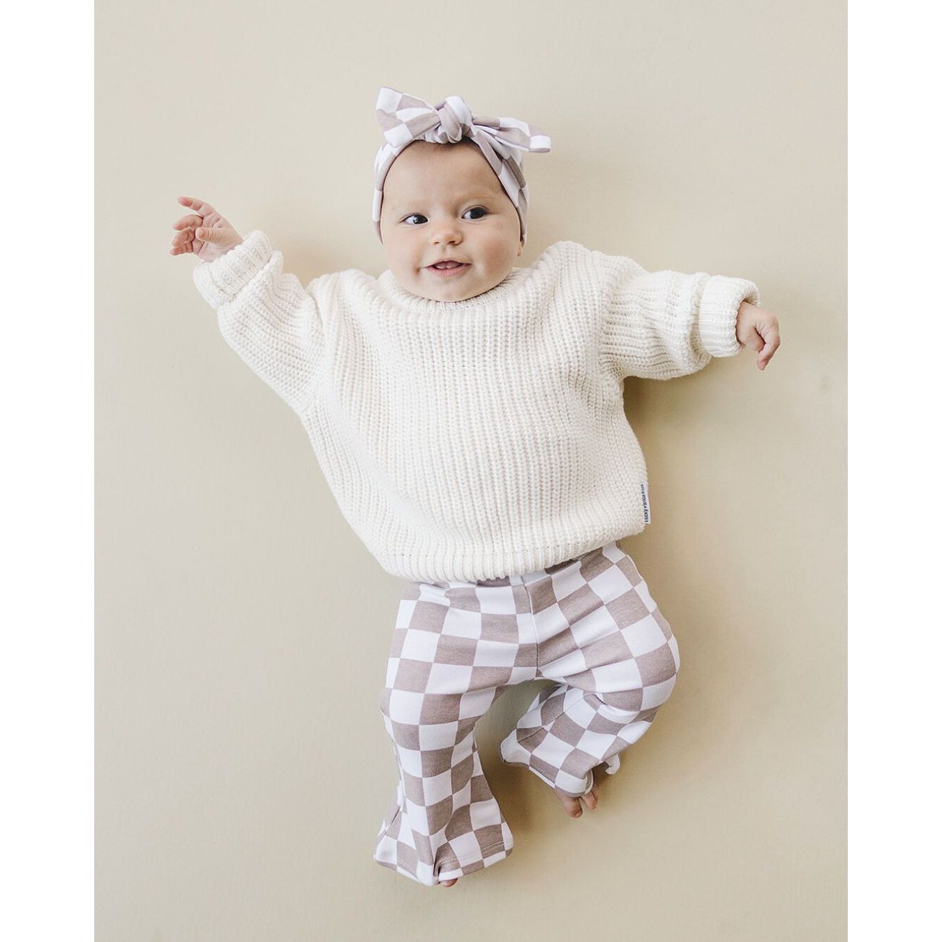 Checkered Headband | Latte