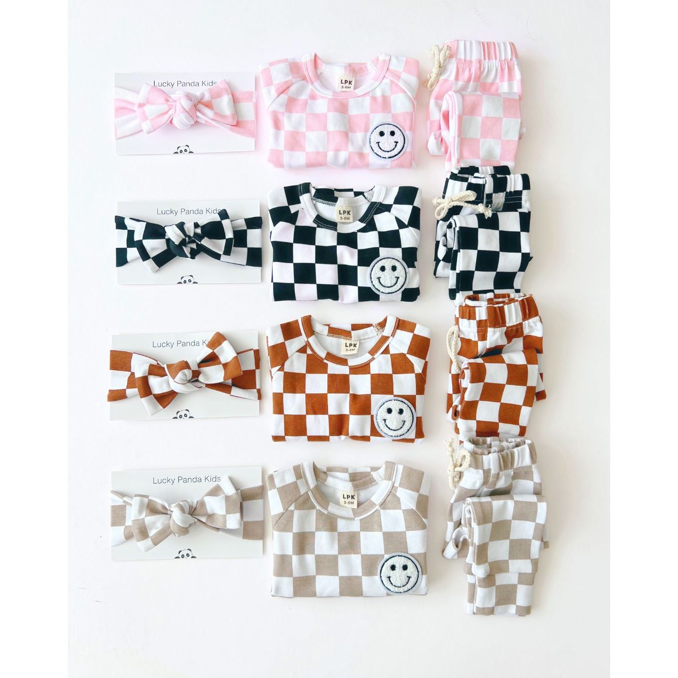 Checkered Smiley Lounge Set | Black
