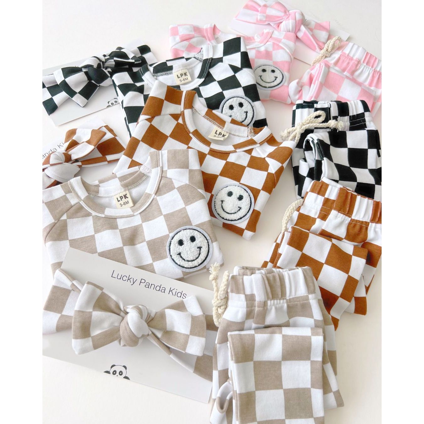Checkered Smiley Lounge Set | Copper