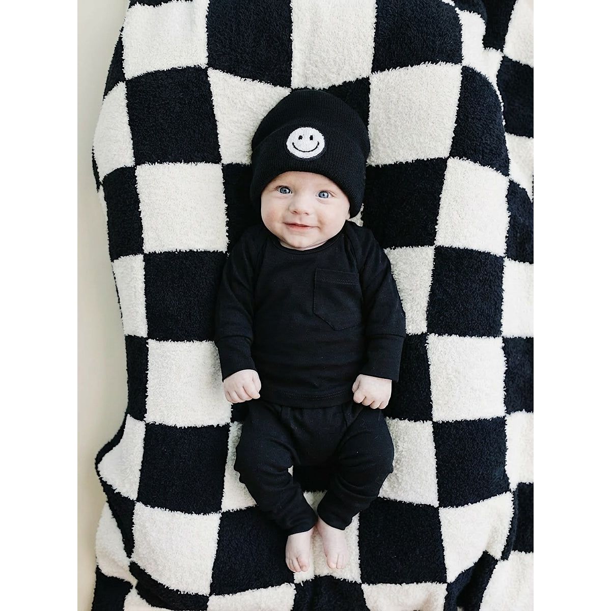 Checkered Plush Blanket | Black