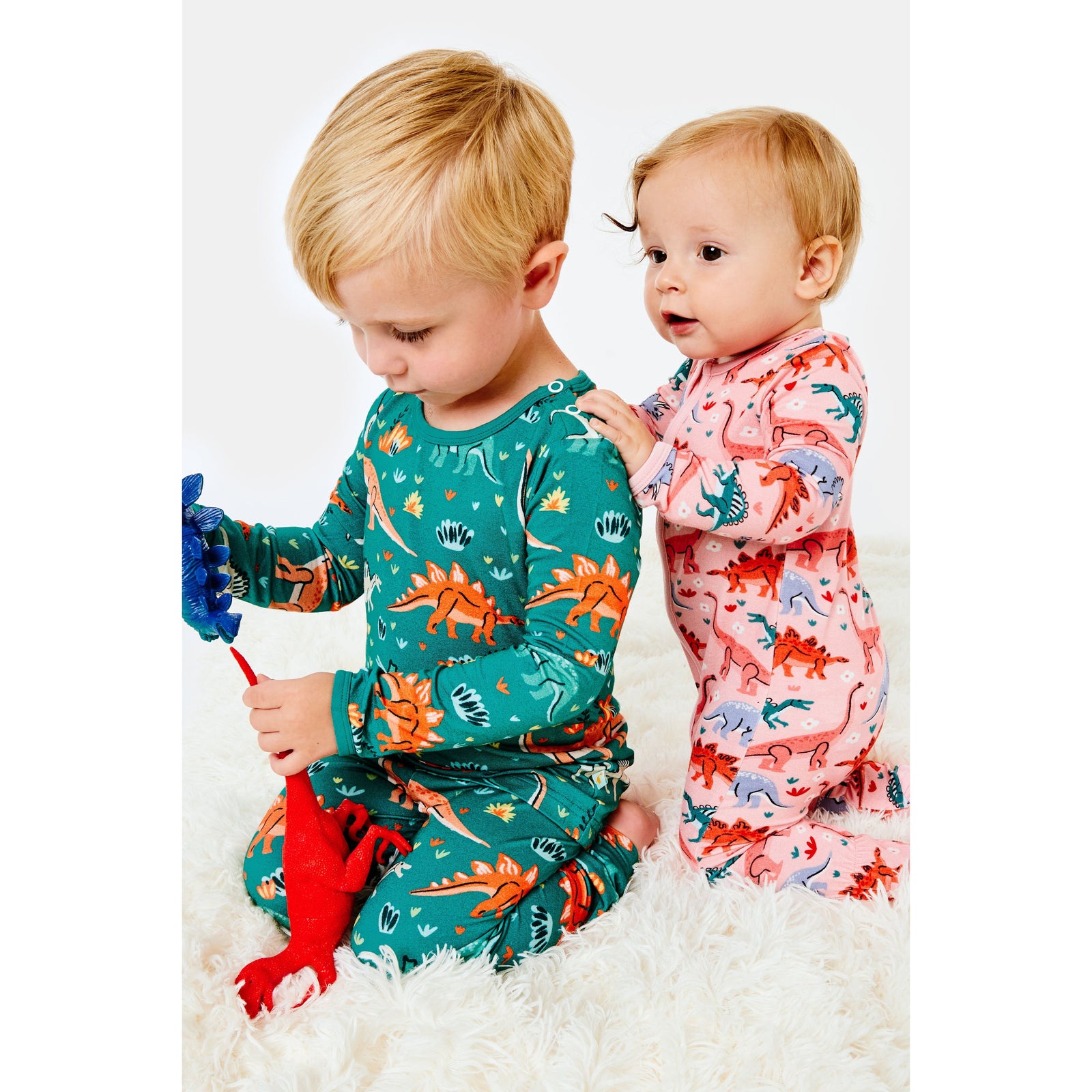 Soft & Stretchy Zipper Footie - Dinosaur Garden