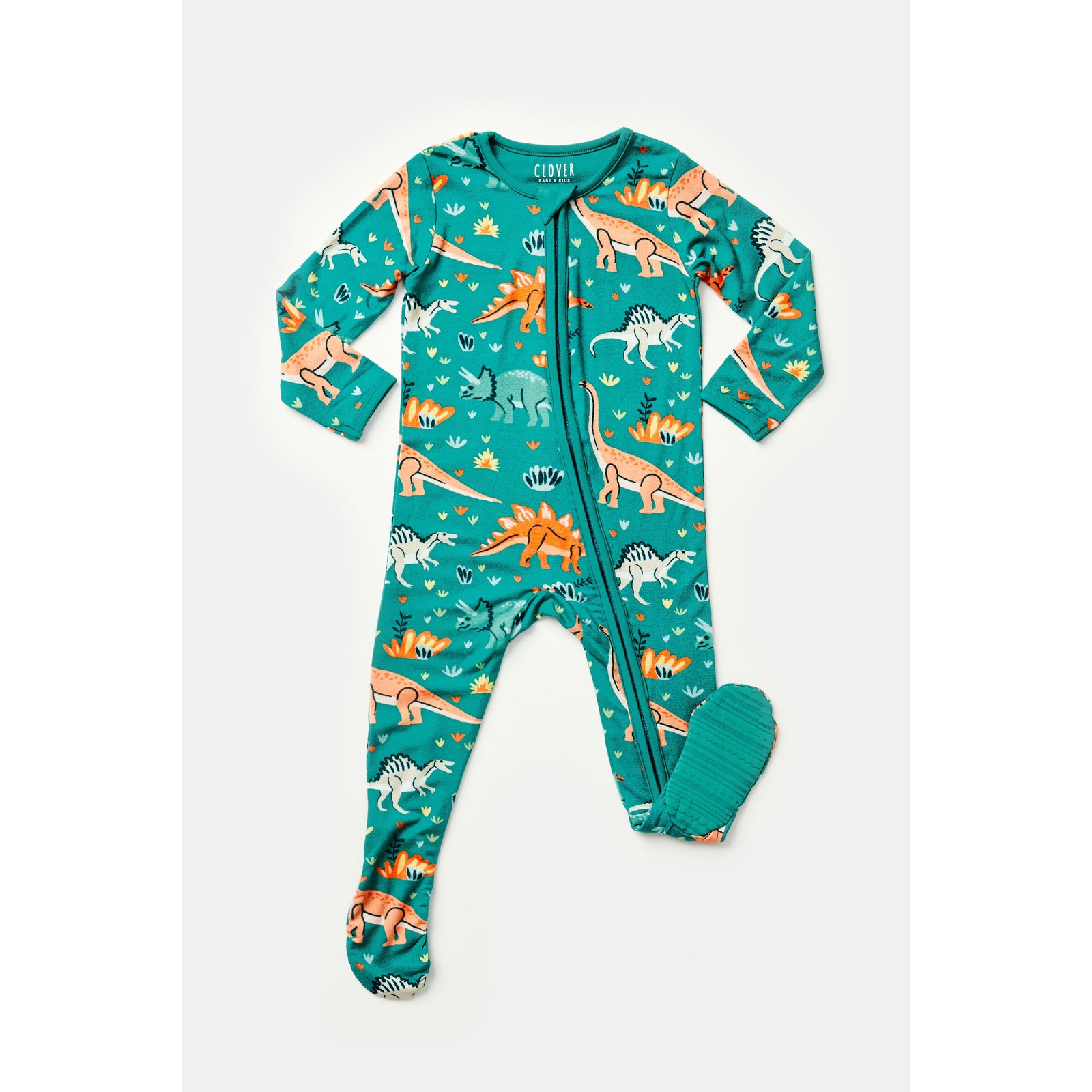 Soft & Stretchy Zipper Footie - Dinosaur Jungle