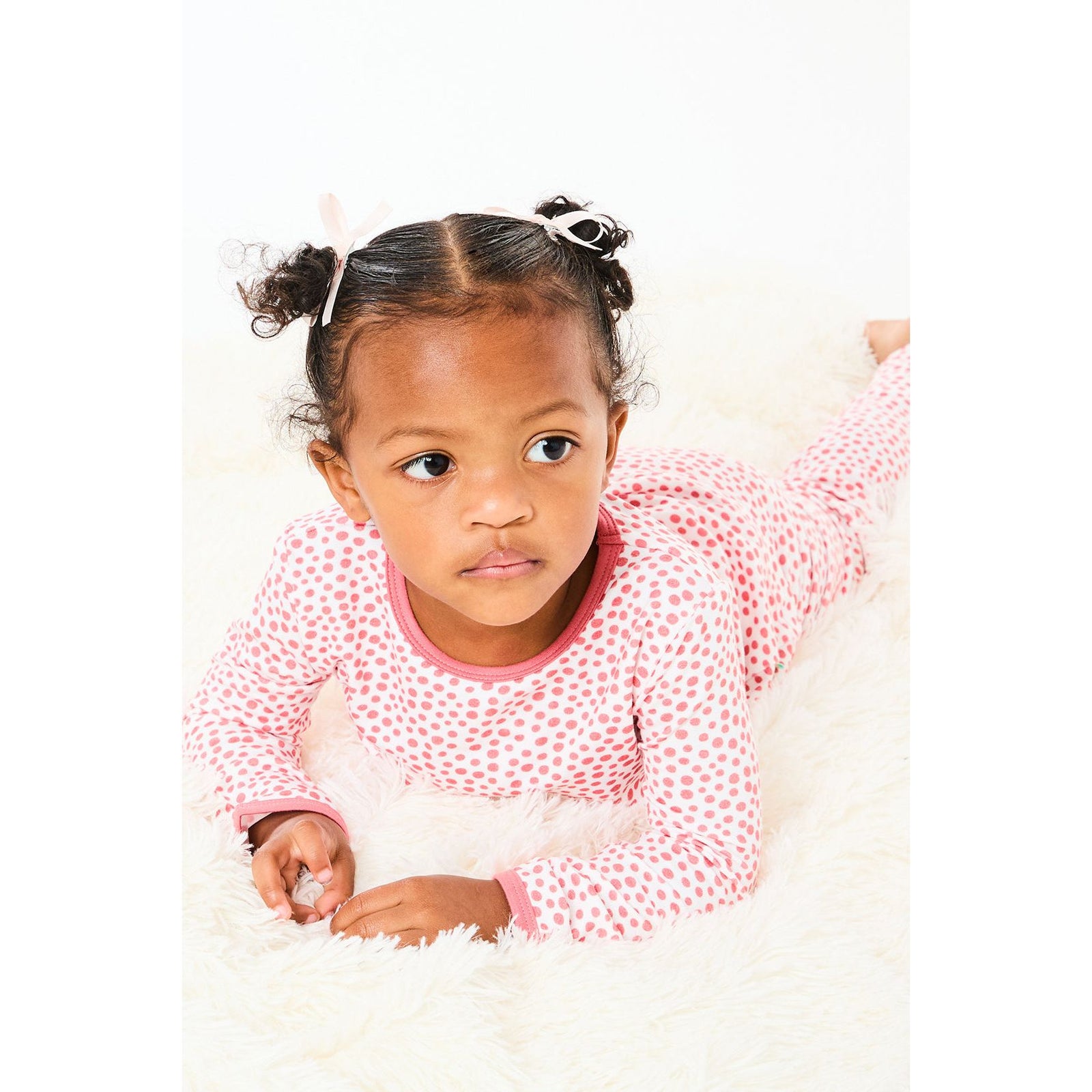 Long Sleeve Pajama Set - Coral Dots