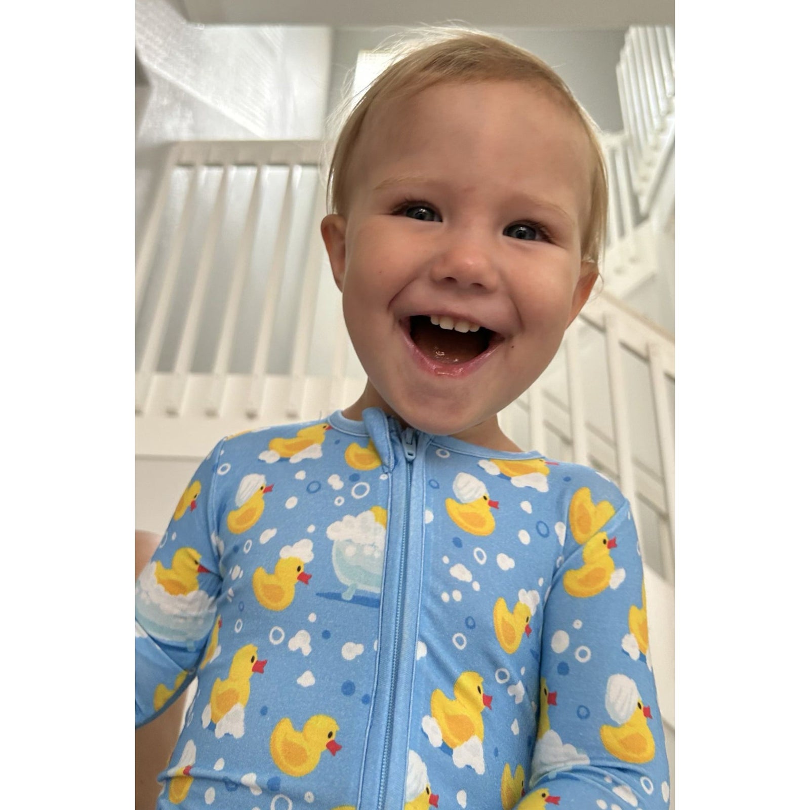 Soft & Stretchy Zipper Footie - Rubber Duckies